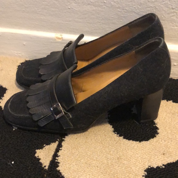 Celine gray flannel kiltie loafer pumps - Picture 3 of 6